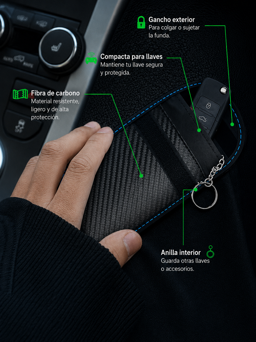 🔒 Funda Faraday DRIVX para Llaves de Coche | Bloqueo RFID y Keyless Antirrobo
