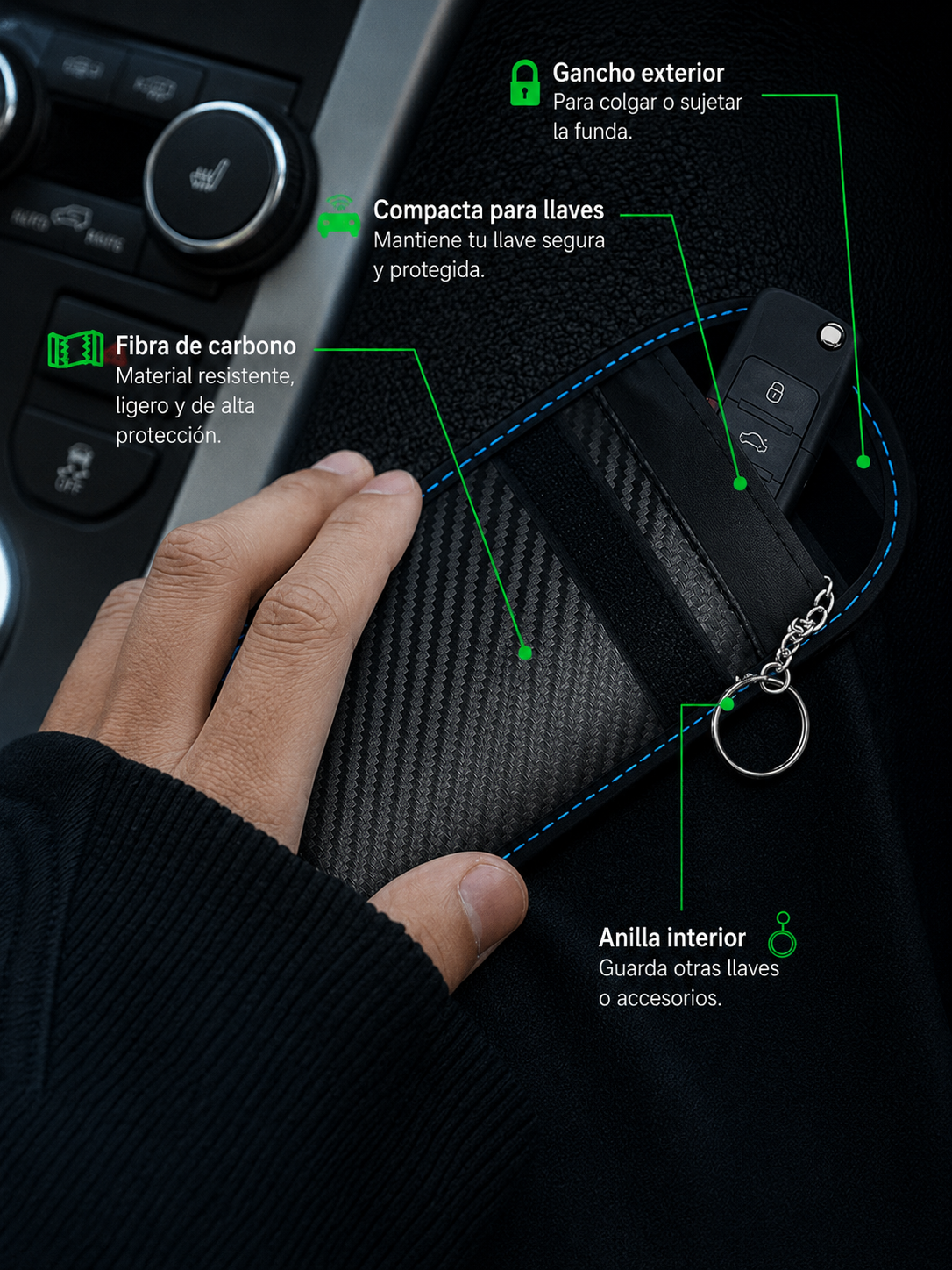 🔒 Funda Faraday DRIVX para Llaves de Coche | Bloqueo RFID y Keyless Antirrobo