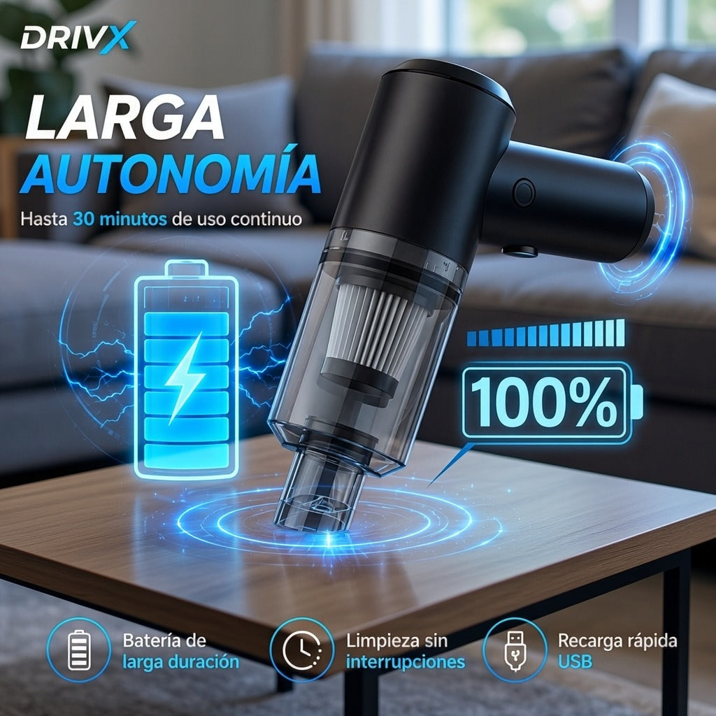 🚗 Aspirador Inalámbrico DRIVX 6000Pa – Potencia Profesional en la Palma de tu Mano