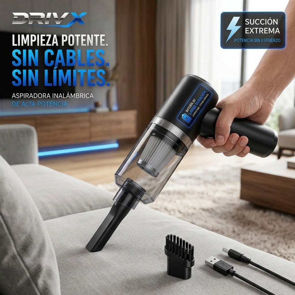 🚗 Aspirador Inalámbrico DRIVX 6000Pa – Potencia Profesional en la Palma de tu Mano
